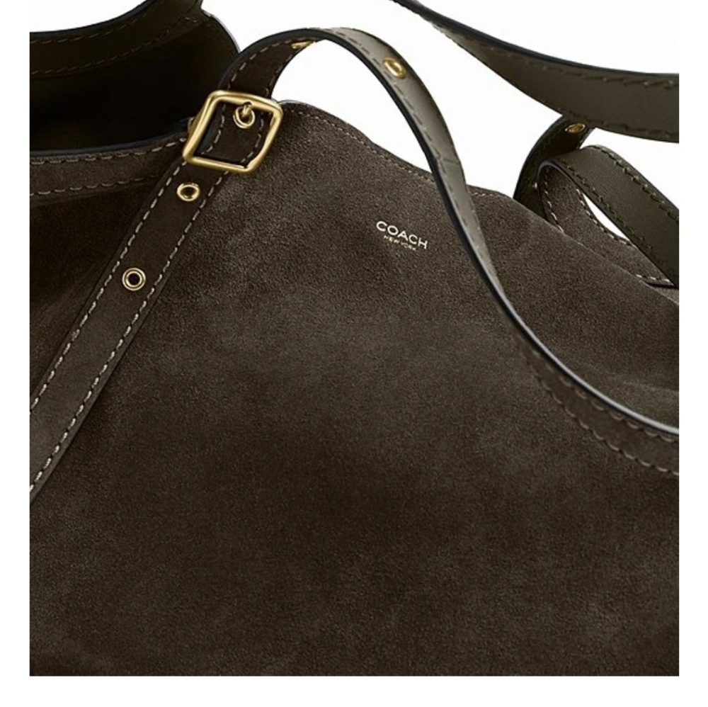 Coach Suede Gramercy Buckle Detail Oversized Slouchy Tote Bag - Picture 4 of 14